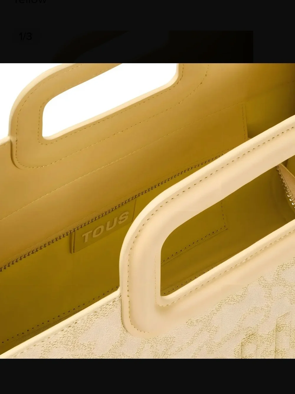 TOUS NWT Medium Shopper Amaya Cream Kaos Icon Yellow
